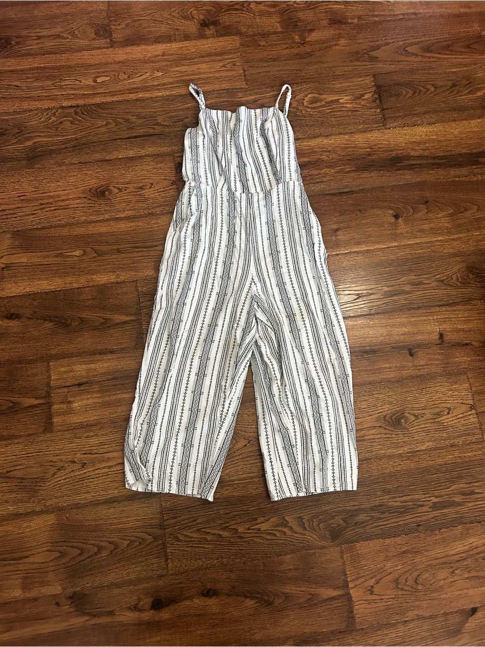 Old Navy Striped White & Black Spaghetti-Strap Jumpsuit